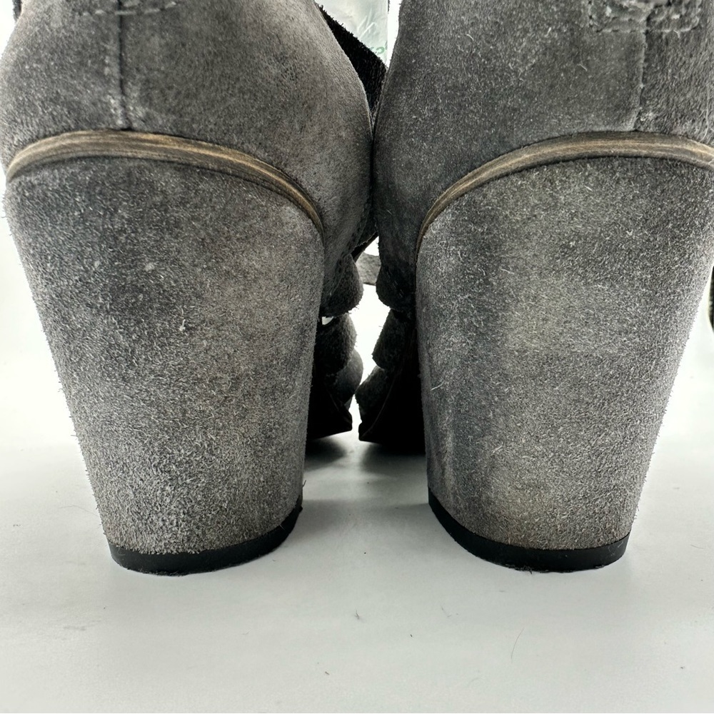 Free People Cayman Strappy Hybrid Gray Suede Open Toe Chunky  Heels 38 (US Sz 7) - Picture 5 of 14